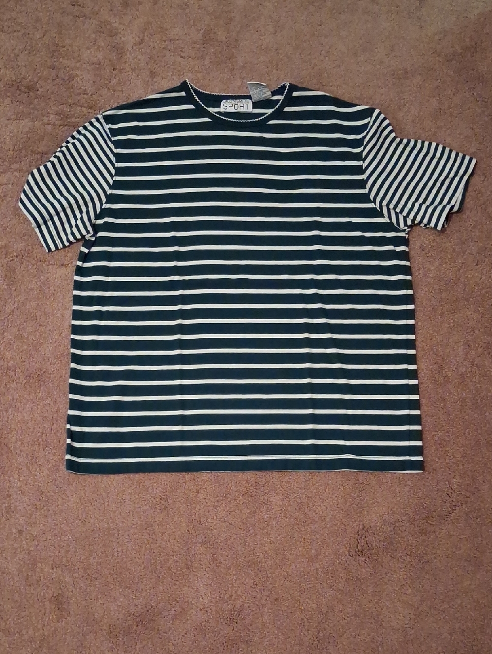 Jaclyn Smith Striped Crewneck Tee in Navy & White